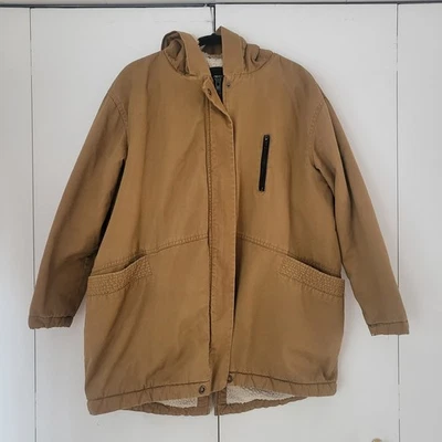 ASOS sherpa lined canvas utility chore coat Women's size 10 US cozy fleece - Image 1 of 4