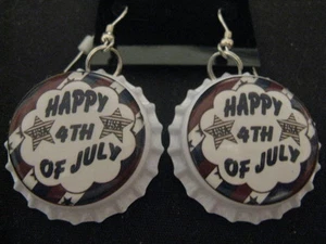 Handgefertigte Kronkorken-Ohrringe 4. Juli ~ ** Geschenkidee - Bild 1 von 1