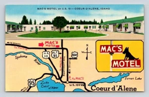 Coeur d'Alene Idaho Mac's Motel U.S. 10 Postcard - Picture 1 of 2
