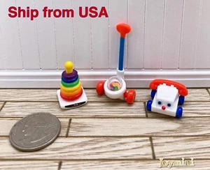 3PCS Dollhouse Miniature Baby Kid Corn popper Rainbow Stacking Telephone Toy Set - Picture 1 of 5