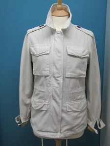 Z Brand Coat Jacket Cream Beige Stone Zip Press Studs Cords Pockets Floral SizeS - Picture 1 of 8