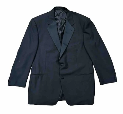 Chaqueta de Esmoquin CANALI Para Hombre Talla 46R Negra Lana Satén Muesca Solapa Cena Blazer Foto 1 de 4