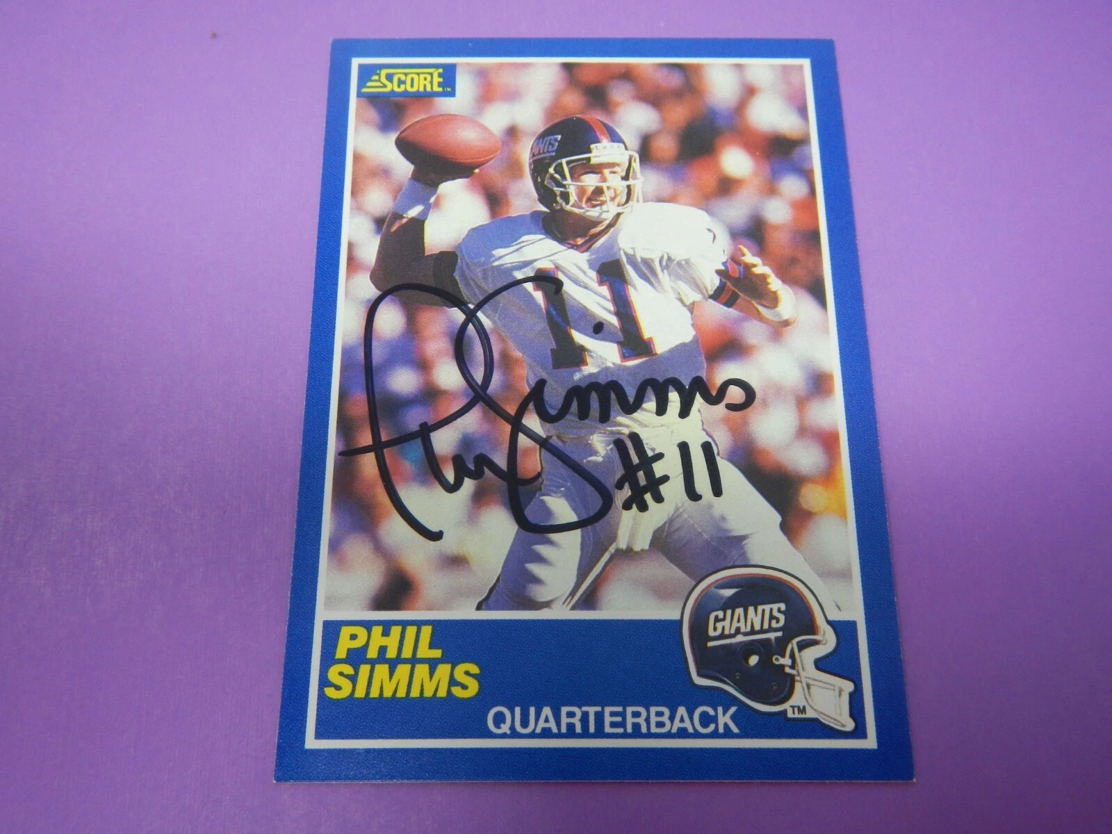 1989 Score Football Phil Simms Giants #6 Auto