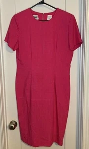 Classics By Leslie Fay Womens Sheath Dress Pink Short Sleeve Zip Petites 12 - Picture 1 of 6