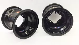 DWT Black A5 Rolled Lip ATV Rear Wheel PAIR 8" 8x8 3+5 4/110 Can am DS450 450 - Picture 1 of 2