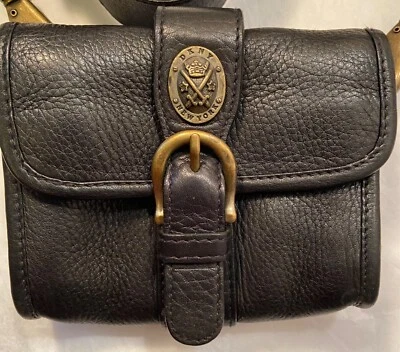 VTG DKNY-Black Leather Vintage Y2K  Bag Belt Strap W/Medallion & Brass Hardware  - Image 1 of 4