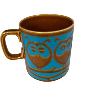 HORNSEA England 1972 EULE VOGEL Tasse Becher BRAUN TÜRKIS BLAU MCM D Henkel Vintage Küche - Bild 1 von 9