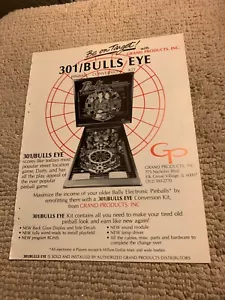 11- 8 1/4”301 Bulls eye Pinball GP 1986 arcade game AD FLYER - Picture 1 of 2