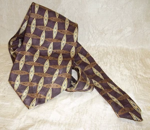 Graham & Lockwood Brown Gold Silk Tie Woven Short Wide Gematric Pattern NWT - Picture 1 of 9