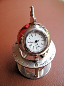 Planetarium Globe Chromed Miniature Clock by Mayhem, London. New in box. - Picture 1 of 11