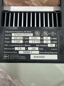 Cutler-Hammer AF93AG0B007D NEMA 1 7.5HP @ 230V - Picture 1 of 4