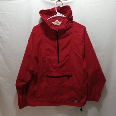 LL Bean Chaqueta Cortavientos Hombre Con Capucha Sin Forro Cuarto Cremallera Rojo Talla L Foto 1 de 4