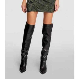 Botas Allsaints Reina de Cuero Hasta la Rodilla Tacón Bloque en Ángulo Negras Talla 36 EU/US 6 - Imagen 1 de 14