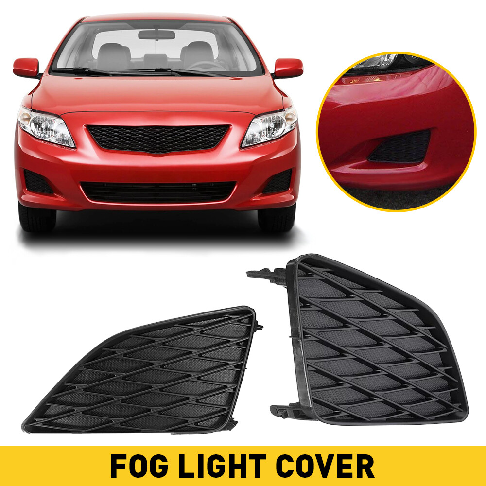 Front Bumper Lower Grille + Fog Light Covers – Fits 2009-2010 Toyota Corolla Sedan – Unbranded, Black ABS