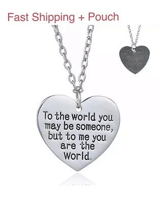 «Ты мой мир» сердце ожерелье + мешок подарок для мамы жены подруги N51 - Изображение 1 из 4