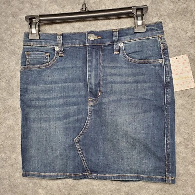 Falda corta We The Free by Free People para mujer talla 26 azul denim elástica Y2K Foto 1 de 4