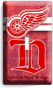 DETROIT RED WINGS HOCKEY TEAM 1G LIGHT SWITCH WALL PLATE MAN CAVE HD SPORT DECOR - Picture 1 of 1