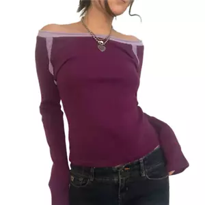 Top Y2k Fairy Grunge vintage estetico patchwork a spalla manica lunga T - Foto 1 di 13