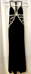 Vestido Largo Negro Estrás Jasz Couture Fiesta Baile de graduación Vacaciones Talla 4 - Imagen 1 de 8