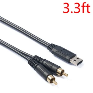 USB 2.0 Male to 2 Dual RCA Male Cable Cords Converter Adapter Plug Stereo Jack - Picture 1 of 3