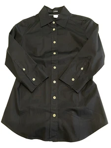 Camisa de vestir J.Crew para mujer XS con botones manga 3/4 algodón spandex azul marino nueva con etiquetas - Imagen 1 de 15