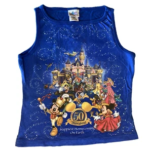 Disneyland 50th Anniversary Happiest Homecoming on Earth Blue Tank Top Women L - Picture 1 of 9