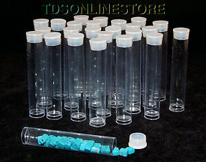 Package of 100 Round Clear Plastic Storage Tubes 3 Inch Long 