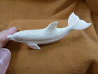 Dolph-w37 white Albino Dolphin of shed ANTLER figurine Bali detailed carving