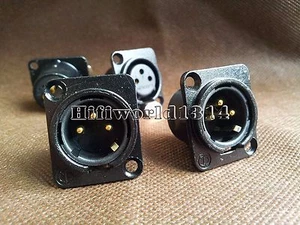 2x Conector de panel de enchufe de chasis macho XLR enchapado en oro Audio HIFI - Imagen 1 de 4