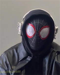 Custom made Spider-Man Miles Morales Mask Fancy Dress Black Helmet Halloween - Picture 1 of 9