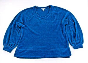 Top Pullover Time & Tru Mujer M (8-10) Suave Calce Relajado Azul Real Chenille A1 - Imagen 1 de 9