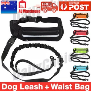 Adjustable HandsFree Dog Pet Lead Walking Running Jogging Waist Belt Leash / Bag - Picture 1 of 14