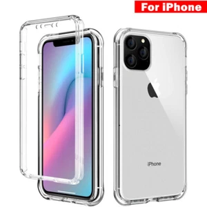 Custodia antiurto 360 anteriore e posteriore trasparente per iPhone 13 12 Pro Max SE 2 - Foto 1 di 9