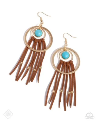 Paparazzi Texan Tapestry - Gold - Earrings Fashion Fix - Image 1 of 3