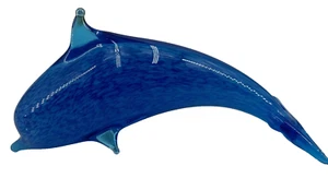Delfin Figur mundgeblasenes Glas geprüft blau 8,5 Zoll lang - Bild 1 von 6