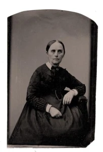 1860er viktorianische ältere Frau Kette Brosche getönte Wangen 1/4 Platte getrimmt Farbtyp - Bild 1 von 4