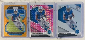 3 - 2021 Mosaic Amon-Ra St Brown Orange Prizm #358, Pink Prizm #328 & Base Card - Picture 1 of 7
