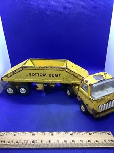 Vintage Tonka Mini Bottom Dump Truck & Trailer gelb Pressstahl Spielzeug #55160 - Bild 1 von 4