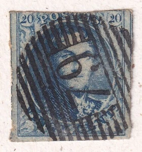 1849 -51 BELGIEN LEOPOLD I 20C BLAUE BRIEFMARKE 067Y7 - Bild 1 von 2