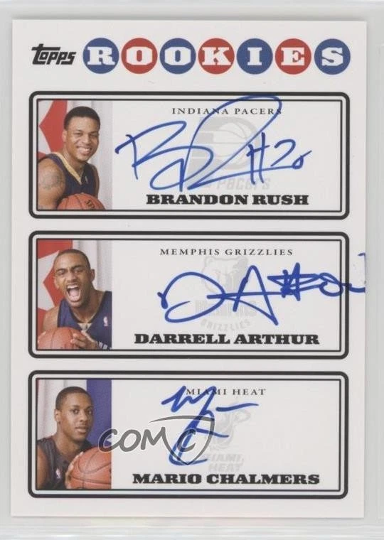 Triple Brandon Rush Darrell Arthur 2008 Topps Rookie Premiere certificado automático radiocontrol Foto 1 de 2