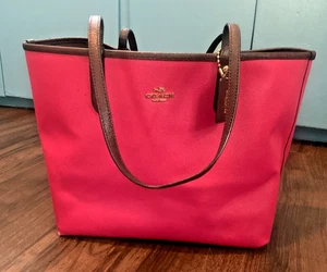 Coach Handbag Tote Leather Reversible Pink and Brown - Picture 1 of 6