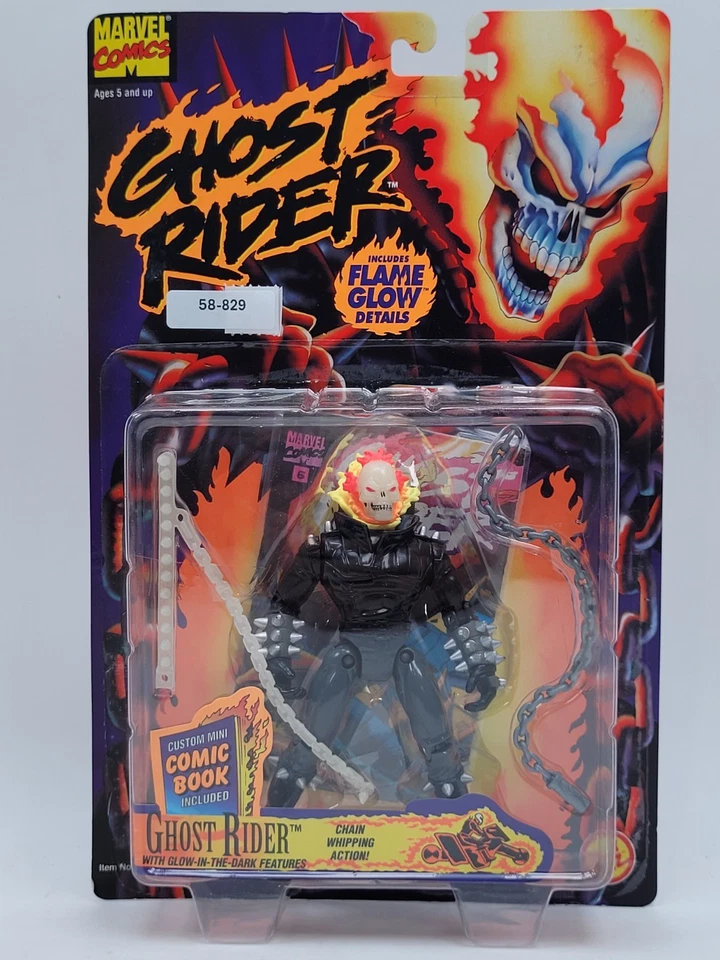 1995 Marvel ToyBiz Ghost Rider Action Figure Flame Glow in Dark Head S181