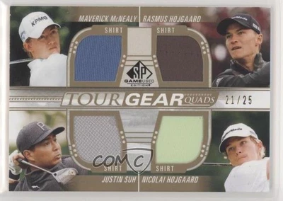 2021 SP Game Used Gold /25 Maverick McNealy Rasmus Hojgaard Justin Suh Rookie RC - Image 1 of 2