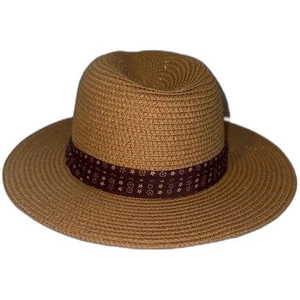 Stylish Tan Straw Hat with Brown Band - Picture 1 of 5