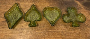 Vintage INDIANA TIARA GLASS Playing Card Suit Ashtray’s /Nut Dishes SET OF 4 - Picture 1 of 20