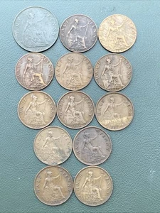 George V Coins (13) 1927 Penny, Half 1919 1920 1921 1922 1930 1933 Lot 261017 - Picture 1 of 14