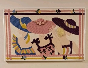 Vintage Art Deco Needlepoint & Bead Work Framed Wall Hanging Handmade  - Picture 1 of 13