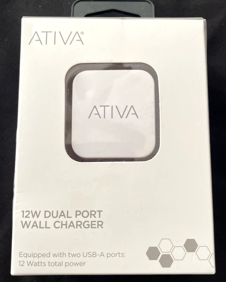 ATIVA ~ 12W Dual Port Wall Charger ~ Equipped With 2 USB-A Ports ~ New & Sealed  - Image 1 of 4