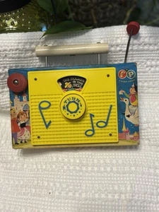 Vtg Fisher Price The Farmer in the Dell TV-Radio Music Box Wood Toy - Picture 1 of 6