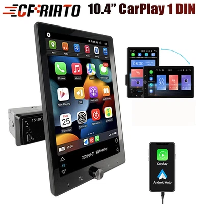 10.4" Car Stereo Radio Rotatable Single 1DIN Wireless Apple CarPlay Android Auto - Image 1 of 4